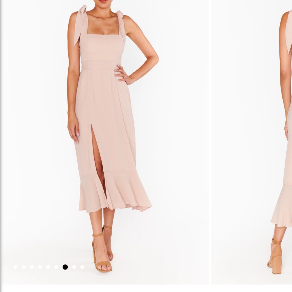 Large Show Me Your Mumu Claire Midi Dress in Dusty Blush Crisp